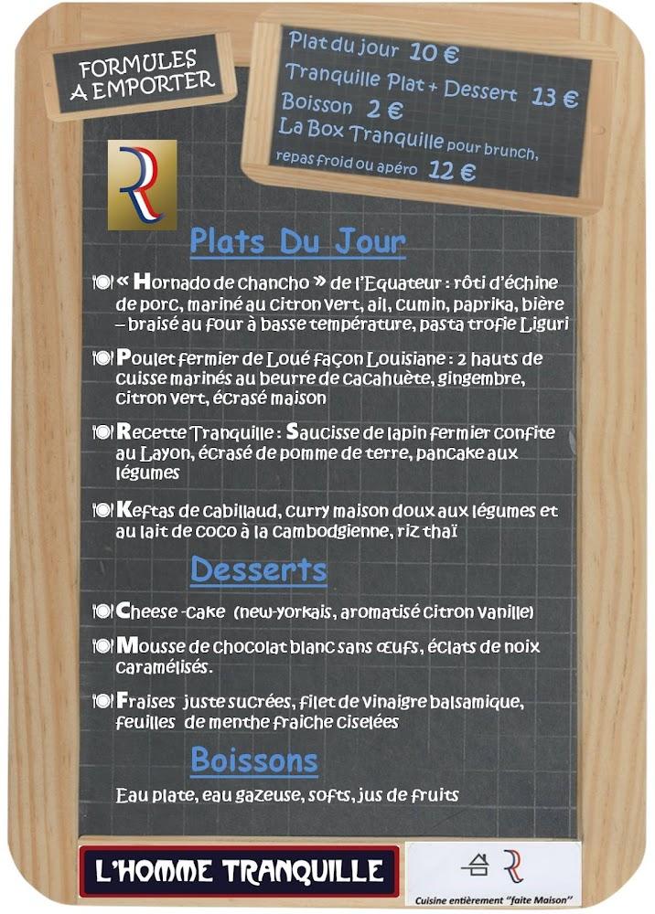 L'Homme Tranquille restaurant Le Mans - Menu Image 4